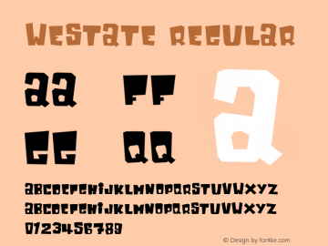 Westate Regular PrintMaster Copyright (c)1998 Mindscape Inc. Font Sample