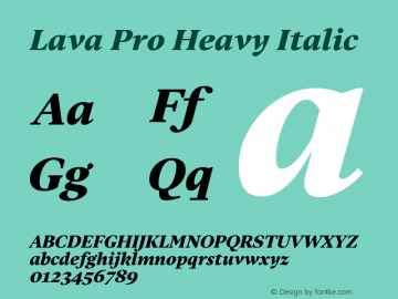 LavaPro-HeaIta Version 001.000 Font Sample