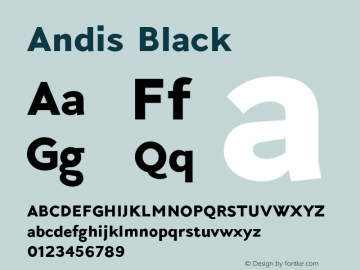 Andis Black Version 2.000;PS 002.000;hotconv 1.0.88;makeotf.lib2.5.64775 Font Sample