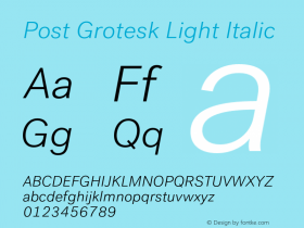 PostGrotesk-LightItalic Version 2.1 | wf-rip DC20130710图片样张