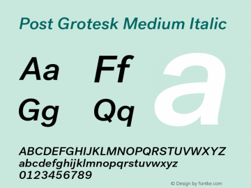 PostGrotesk-MediumItalic Version 2.1 | wf-rip DC20130710图片样张