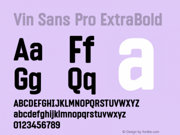 Vin Sans Pro ExtraBold Version 1.000 Font Sample