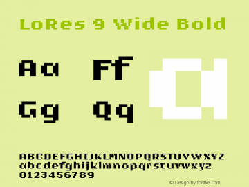 LoRes9-WideBold Version 001.000 2001 Font Sample