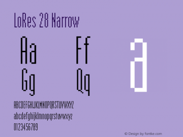 LoRes28-Narrow Version 001.000 2001 Font Sample