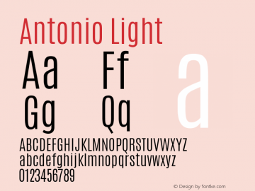 Antonio Light Version 1 ; ttfautohint (v0. Font Sample