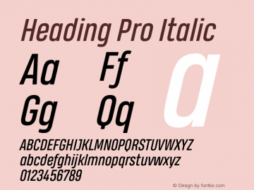 HeadingPro-Italic Version 1.001 Font Sample