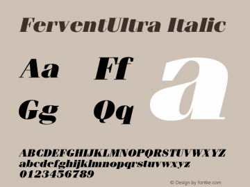 FerventUltra Italic 1.0 Sat May 15 15:02:07 1999 Font Sample