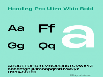 Heading Pro Ultra Wide Bold Version 1.001;PS 001.001;hotconv 1.0.88;makeotf.lib2.5.64775 Font Sample