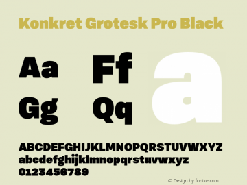 Konkret Grotesk Pro Black Version 1.005;PS 001.005;hotconv 1.0.88;makeotf.lib2.5.64775 Font Sample