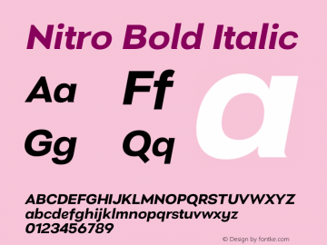 Nitro Bold Italic Version 1.000 Font Sample