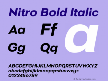 Nitro Bold Italic Version 1.000 Font Sample