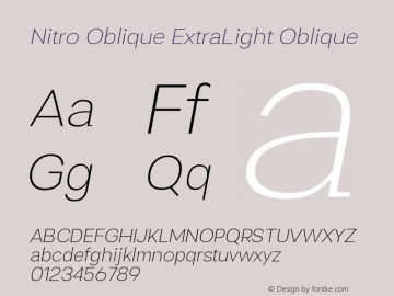 Nitro ExtraLight Oblique  Font Sample