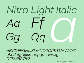 Nitro Light Italic Version 1.000 Font Sample