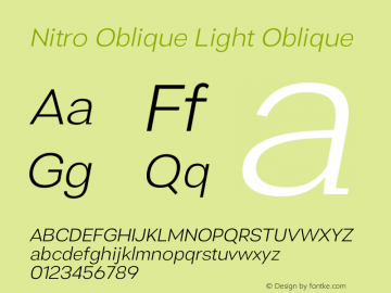 Nitro Light Oblique  Font Sample