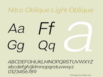 Nitro Light Oblique  Font Sample