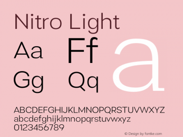 Nitro Light Version 1.000 Font Sample