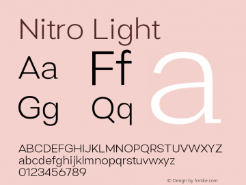 Nitro Light Version 1.000 Font Sample