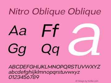 Nitro Oblique  Font Sample