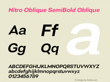 Nitro SemiBold Oblique  Font Sample