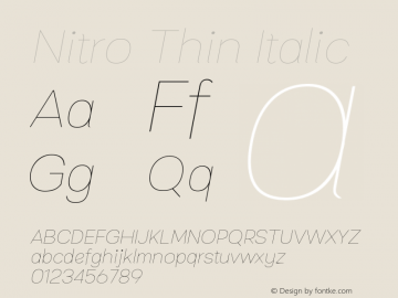 Nitro Thin Italic Version 1.000 Font Sample