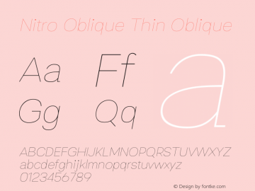 Nitro Thin Oblique  Font Sample