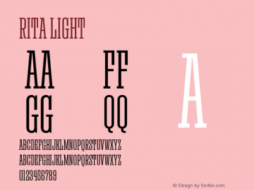 Rita Light Version 1.000;PS 001.000;hotconv 1.0.88;makeotf.lib2.5.64775 Font Sample