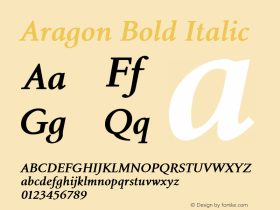 Aragon-BoldItalic Version 1.0 | wf-rip DC20101030 Font Sample