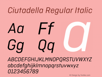 Ciutadella-RegularItalic Version 1.000 Font Sample