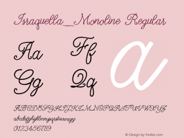 Israquella_Monoline Regular Version 001.001 Font Sample