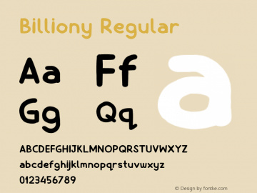 Billiony Version 01.0 Font Sample