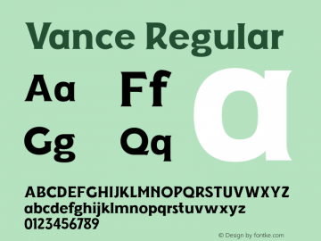 Vance-Regular Version 1.0 | wf-rip DC20180405 Font Sample