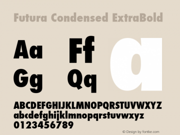 Futura Condensed ExtraBold 4.1d4 Font Sample