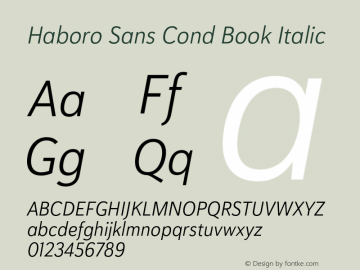 Haboro Sans Cond Book Italic Version 1.000图片样张