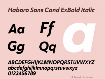 Haboro Sans Cond ExBold Italic Version 1.000图片样张