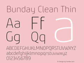 Bunday Clean Thin Version 1.53 Font Sample