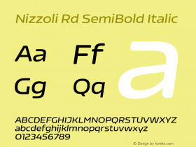 NizzoliRd-SemiBoldItalic Version 1.000;PS 001.000;hotconv 1.0.88;makeotf.lib2.5.64775 Font Sample