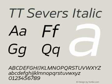 TT Severs Italic Version 1.000 Font Sample