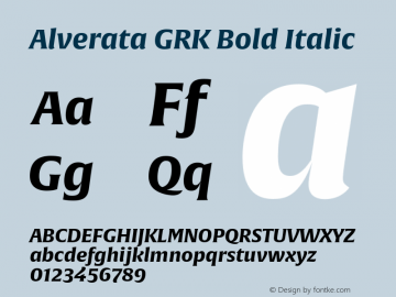 AlverataGRK- BoldItalic Version 1.001 Font Sample