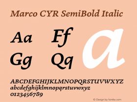 Marco CYR SemiBold Italic Version 1.002;PS 001.002;hotconv 1.0.70;makeotf.lib2.5.58329 Font Sample