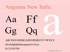 Angsana New Italic Version 5.05图片样张