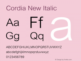 Cordia New Italic Version 5.05图片样张