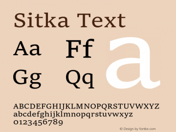 Sitka Text Version 1.12 Font Sample
