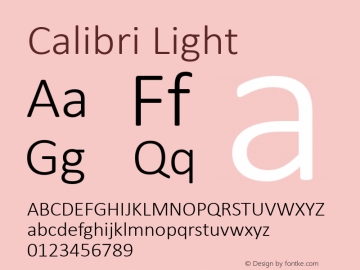 Calibri Light Version 6.21 Font Sample