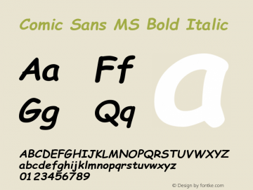 Comic Sans MS Bold Italic Version 5.14图片样张