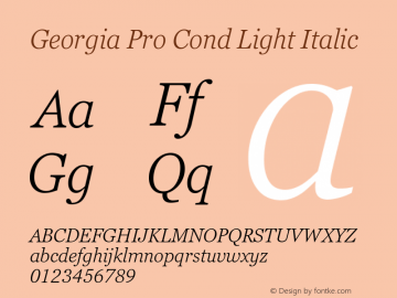 Georgia Pro Cond Light Italic Version 6.12图片样张