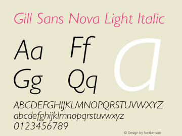 Gill Sans Nova Light Italic Version 1.02图片样张