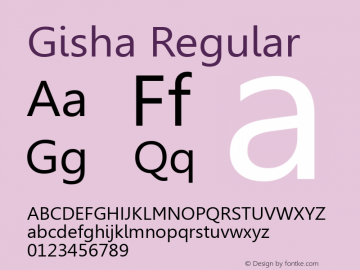 Gisha Version 6.01 Font Sample