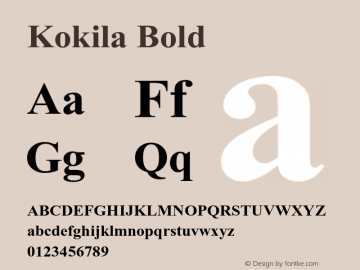 Kokila Bold Version 6.90 Font Sample