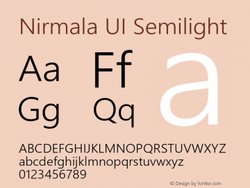Nirmala UI Semilight Version 1.37 Font Sample
