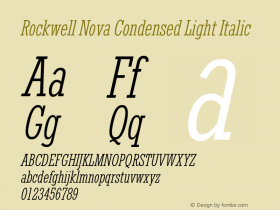 Rockwell Nova Cond Light Italic Version 1.02图片样张